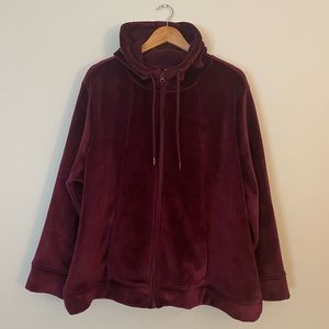 Velvet like hooded jacket 2x